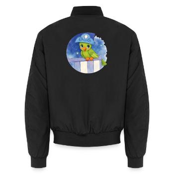 C - Buchstabe: Papagei im Hut - kleiner Pirat - Unisex Bomberjacke - Schwarz - Hinten - AI Model Male 185 light (185cm)