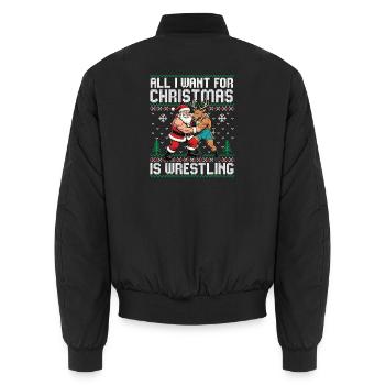 Christmas Wrestling – Weihnachts-Wrestler Grappling - Unisex Bomberjacke - Schwarz - Hinten - AI Model Male 185 light (185cm)