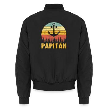 Papitän Papa Kapitän Anker Vatertag Geschenk - Unisex Bomberjacke - Schwarz - Hinten - AI Model Male 185 light (185cm)