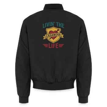 Das Casanova Leben leben - Unisex Bomberjacke - Schwarz - Hinten - AI Model Male 185 light (185cm)