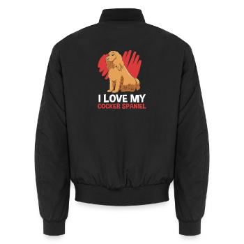 Cocker Spaniel - Unisex Bomberjacke - Schwarz - Hinten - AI Model Male 185 light (185cm)