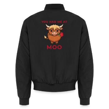 Du hattest mich bei Moo Rose - Unisex Bomberjacke - Schwarz - Hinten - AI Model Male 185 light (185cm)