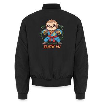 Faultier Kung Fu Kampfsport Cartoon - Unisex Bomberjacke - Schwarz - Hinten - AI Model Male 185 light (185cm)