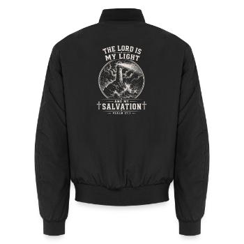 Lord Is My Light Lighthouse - Unisex Bomberjacke - Schwarz - Hinten - AI Model Male 185 light (185cm)