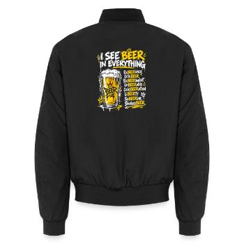 Ich sehe Bier in allem - Unisex Bomberjacke - Schwarz - Hinten - AI Model Male 185 light (185cm)