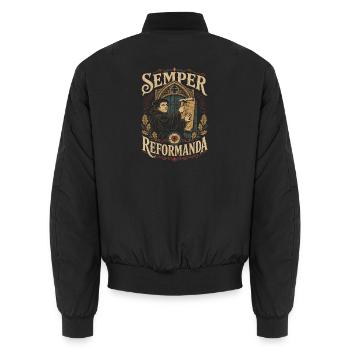 Semper Reformanda - Unisex Bomberjacke - Schwarz - Hinten - AI Model Male 185 light (185cm)
