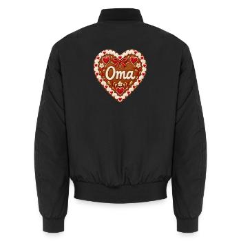Oma Herz-Gingerbread - Unisex Bomberjacke - Schwarz - Hinten - AI Model Male 185 light (185cm)
