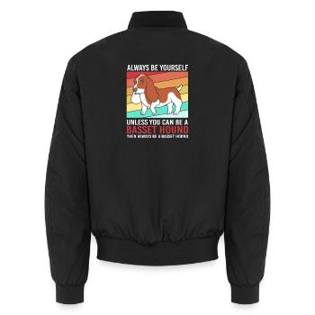 Basset Hound - Unisex Bomberjacke - Schwarz - Hinten - AI Model Male 185 light (185cm)