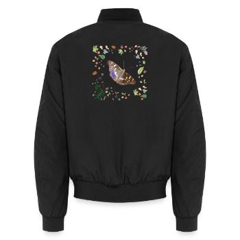 Kleiner Schillerfalter mit Herbstlaub - Unisex Bomberjacke - Schwarz - Hinten - AI Model Male 185 light (185cm)