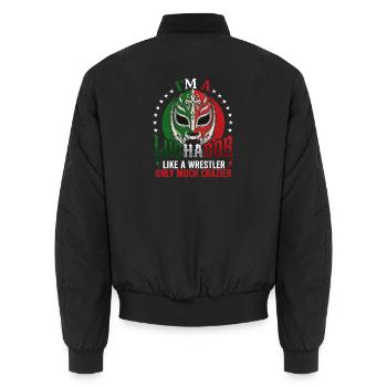 Ich bin ein Luchador – Lucha Libre Mexikanisches Wrestling - Unisex Bomberjacke - Schwarz - Hinten - AI Model Male 185 light (185cm)