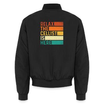 Entspann dich, der Cellist ist hier – Cello-Orchester - Unisex Bomberjacke - Schwarz - Hinten - AI Model Male 185 light (185cm)