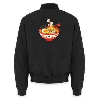Kawaii Ramen Glücksschüssel - Unisex Bomberjacke - Schwarz - Hinten - AI Model Male 185 light (185cm)