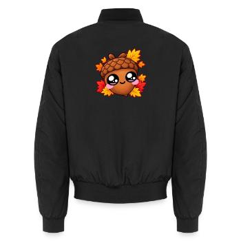 Haselnuss-Kawaii-Herbst - Unisex Bomberjacke - Schwarz - Hinten - AI Model Male 185 light (185cm)