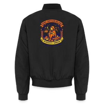 Derry Introverts Samhain Cozy Autumn Pub Crawl - Unisex Bomberjacke - Schwarz - Hinten - AI Model Male 185 light (185cm)