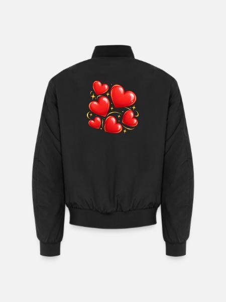 Glitzerherzen Liebe-Print - Unisex Bomberjacke - Schwarz