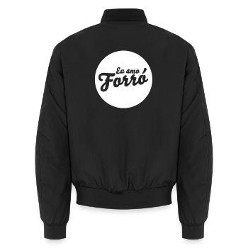 Eu Amo Forro – Schlichtes Forro Statement - Unisex Bomberjacke - Schwarz - Hinten - AI Model Male 185 light (185cm)