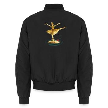 Spaghetti Ballerina mit Tomate & Basilikum Kunst - Unisex Bomberjacke - Schwarz - Hinten - AI Model Male 185 light (185cm)