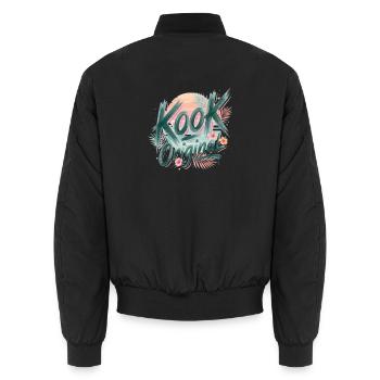 Kook Original Surf Aquarell Sonnenuntergangspalmen - Unisex Bomberjacke - Schwarz - Hinten - AI Model Male 185 light (185cm)
