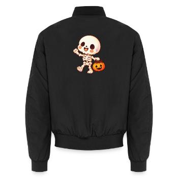 Kürbis-Skelett Halloween Spaß - Unisex Bomberjacke - Schwarz - Hinten - AI Model Male 185 light (185cm)