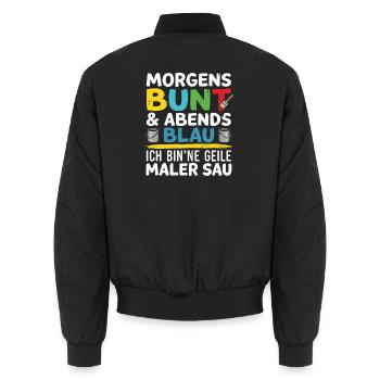 Morgen bunt, Abend blau Malerspruch - Unisex Bomberjacke - Schwarz - Hinten - AI Model Male 185 light (185cm)