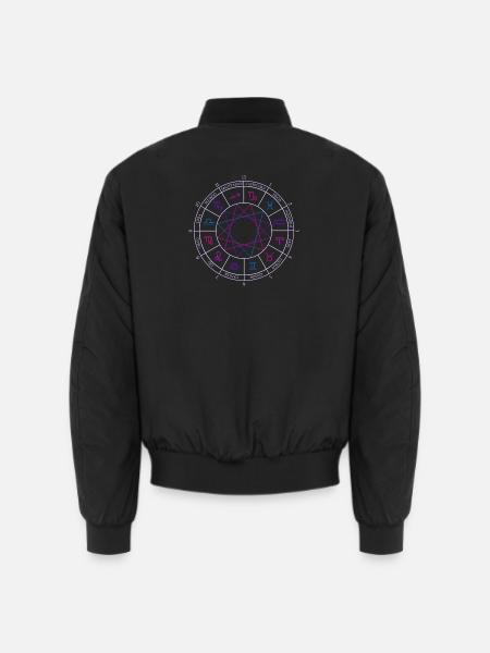 Rad der 12 Tierkreiszeichen mit Namen und Monaten - Unisex Bomberjacke - Schwarz
