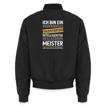 Meister Handwerk Meisterprüfung Handwerker - Unisex Bomberjacke - Schwarz - Hinten - AI Model Male 185 light (185cm)