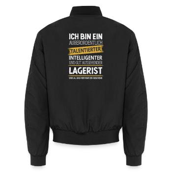 Lagerist Lagerarbeiter Staplerfahrer Logistiker - Unisex Bomberjacke - Schwarz - Hinten - AI Model Male 185 light (185cm)