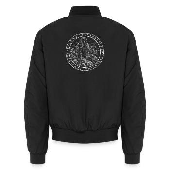 Rabe auf dem Fels – Runenkreis - Unisex Bomberjacke - Schwarz - Hinten - AI Model Male 185 light (185cm)