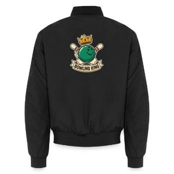 Bowling König Lustige Bowlingkugel Mit Krone - Unisex Bomberjacke - Schwarz - Hinten - AI Model Male 185 light (185cm)