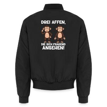 Drei Affen Ansehen Fragen Lustiger Spruch Humor - Unisex Bomberjacke - Schwarz - Hinten - AI Model Male 185 light (185cm)