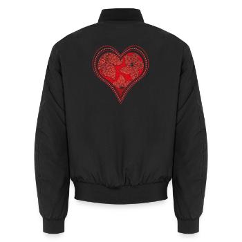 Rotes Herz- Ornament - Unisex Bomberjacke - Schwarz - Hinten - AI Model Male 185 light (185cm)