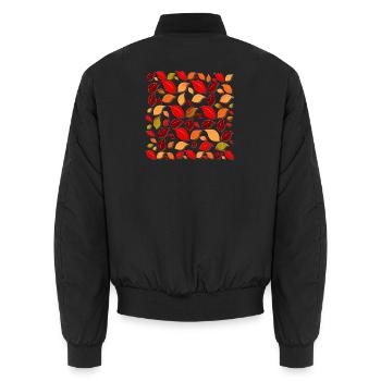 Herbstlaub Muster - Unisex Bomberjacke - Schwarz - Hinten - AI Model Male 185 light (185cm)