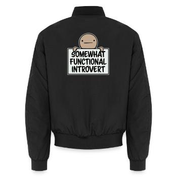 Somewhat Functional Introvert Spruch Logo Text - Unisex Bomberjacke - Schwarz - Hinten - AI Model Male 185 light (185cm)