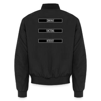 Somewhat Functional Introvert Spruch Logo Text - Unisex Bomberjacke - Schwarz - Hinten - AI Model Male 185 light (185cm)