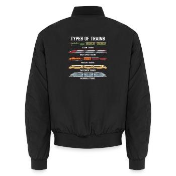 Zugtypen – Dampf-Güter-Bullet Train Lover - Unisex Bomberjacke - Schwarz - Hinten - AI Model Male 185 light (185cm)