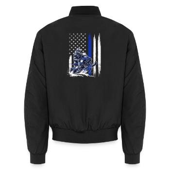 Sled Rider Stars and Stripes – Schneemobilfahren USA - Unisex Bomberjacke - Schwarz - Hinten - AI Model Male 185 light (185cm)