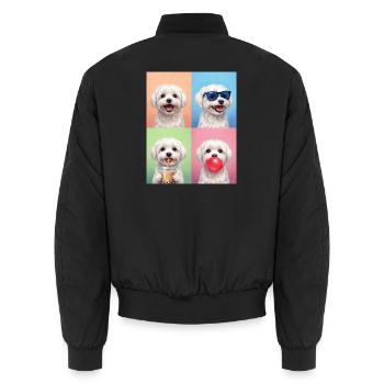 Hunde Malteser Hund - Unisex Bomberjacke - Schwarz - Hinten - AI Model Male 185 light (185cm)