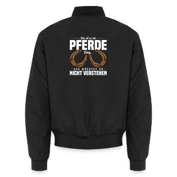 Das ist so ein Pferde Ding... - Unisex Bomberjacke - Schwarz - Hinten - AI Model Male 185 light (185cm)