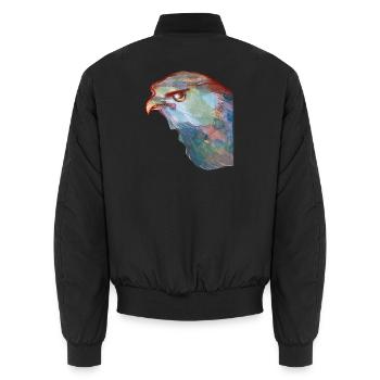 Aquarell Adlerkopf-Abstract - Unisex Bomberjacke - Schwarz - Hinten - AI Model Male 185 light (185cm)