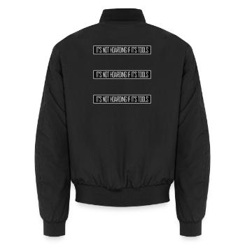 Not Hoarding If It's Tools Werkzeug Spruch Logo - Unisex Bomberjacke - Schwarz - Hinten - AI Model Male 185 light (185cm)