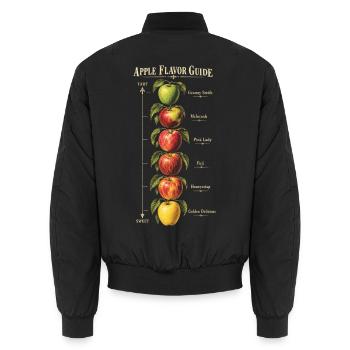 Apfelgeschmacksführer Süße Apfelsorten Vintage - Unisex Bomberjacke - Schwarz - Hinten - AI Model Male 185 light (185cm)