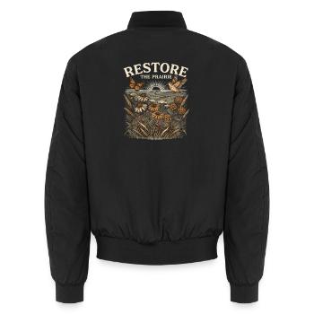 Restore The Prairie Native Prairie - Unisex Bomberjacke - Schwarz - Hinten - AI Model Male 185 light (185cm)