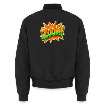 Comic Spruch Zoom Pop Art Typografie Grafik Shirt - Unisex Bomberjacke - Schwarz - Hinten - AI Model Male 185 light (185cm)