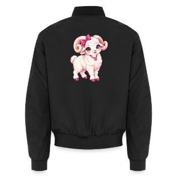 Kawaii Dall Dickhorn-Schaf - Unisex Bomberjacke - Schwarz - Hinten - AI Model Male 185 light (185cm)