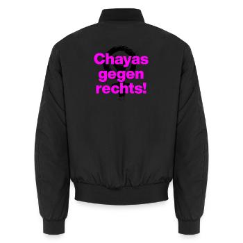 CHAYAS GEGEN RECHTS, PINK SCHWARZE FAUST, FCK NZS - Unisex Bomberjacke - Schwarz - Hinten - AI Model Male 185 light (185cm)
