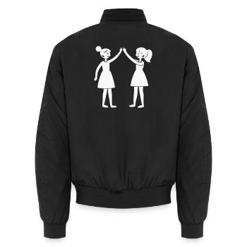 Zwei Freundinnen High-Five Silhouette - Unisex Bomberjacke - Schwarz - Hinten - AI Model Male 185 light (185cm)