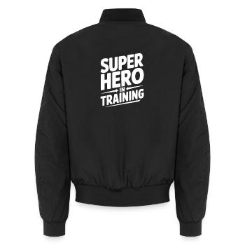 Superheld in Ausbildung - Unisex Bomberjacke - Schwarz - Hinten - AI Model Male 185 light (185cm)