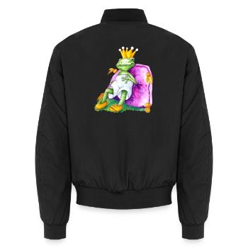 Froschkönig auf royalem Samtkissen - Unisex Bomberjacke - Schwarz - Hinten - AI Model Male 185 light (185cm)