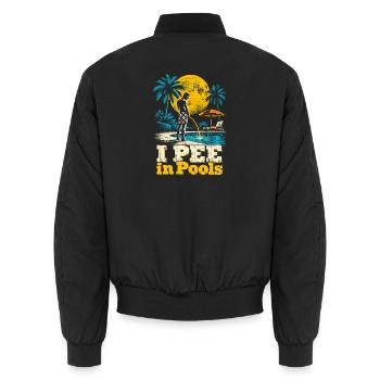 Tropischer Retro-Pool-Print - Unisex Bomberjacke - Schwarz - Hinten - AI Model Male 185 light (185cm)