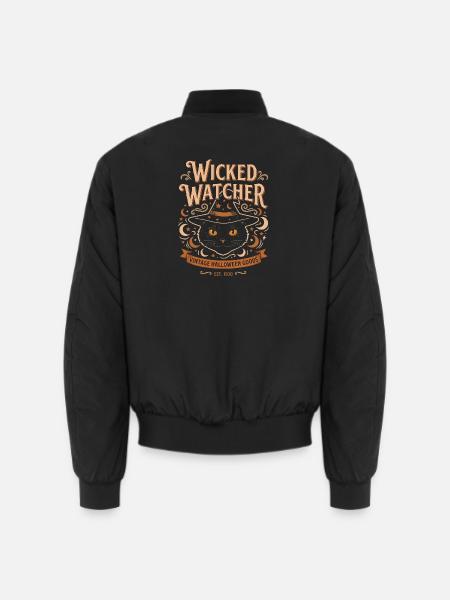 Wicked Watcher Vintage Halloween Katze - Unisex Bomberjacke - Schwarz
